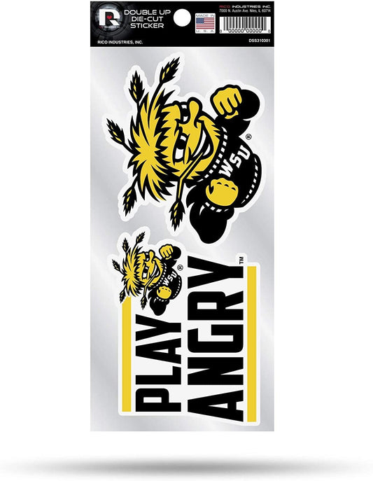 Wichita State University Shockers 2-Piece Double Up Die Cut Sticker Decal Sheet, 4x8 Inch by Fielders Choice