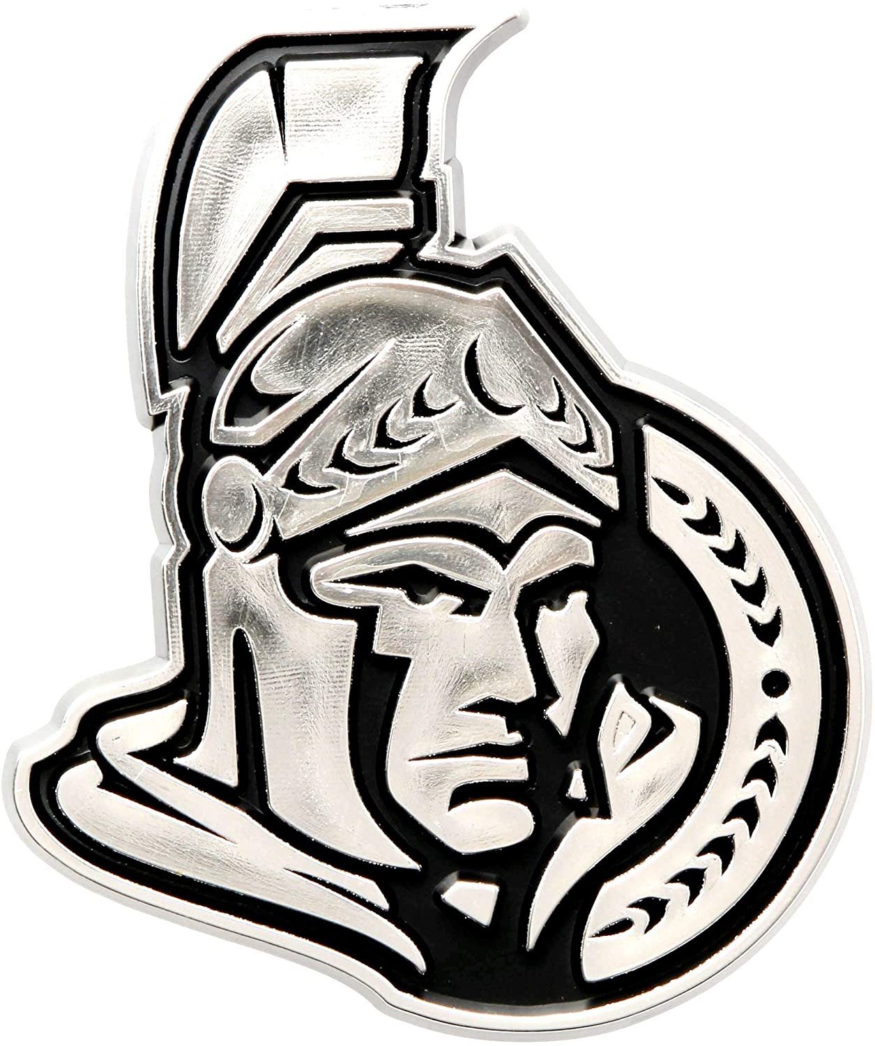 Ottawa Senators Premium Solid Metal Raised Auto Emblem, Shape Cut, Adhesive Backing by Fielders Choice