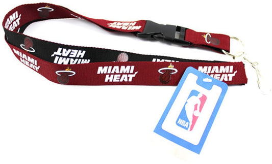 Miami Heat Two Tone Lanyard Keychain Double Sided Breakaway Safety Design Adult 18 Inch by Fielders Choice