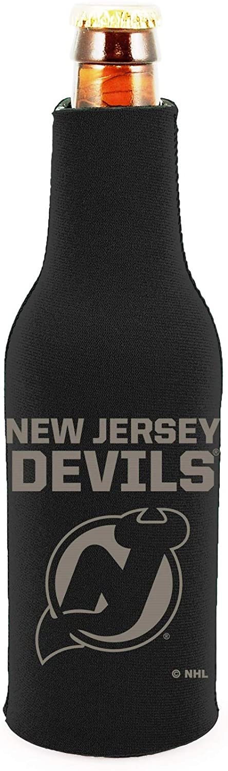 New Jersey Devils 2-Pack Tonal Black Design Zipper Bottle Neoprene Beverage Insulator Holder Hockey by Fielders Choice