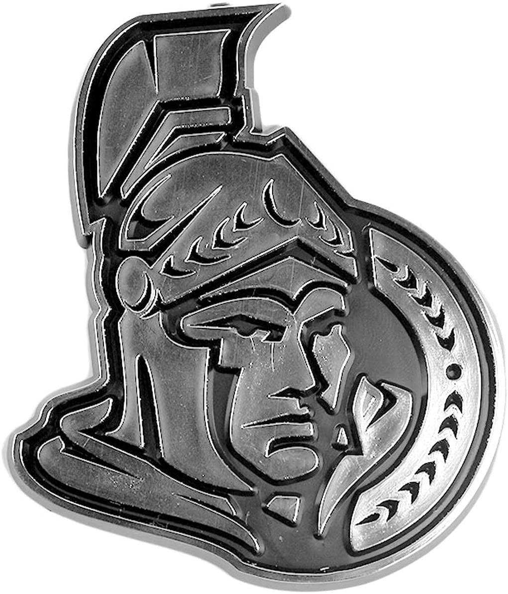 Ottawa Senators Auto Emblem, Plastic Molded, Silver Chrome Color, Raised 3D Effect, Adhesive Backing by Fielders Choice