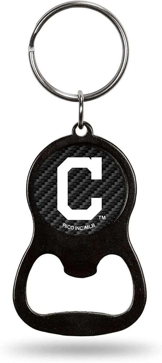 Cleveland Indians Guardians Premium Solid Metal Keychain Bottle Opener, Carbon Fiber Design by Fielders Choice