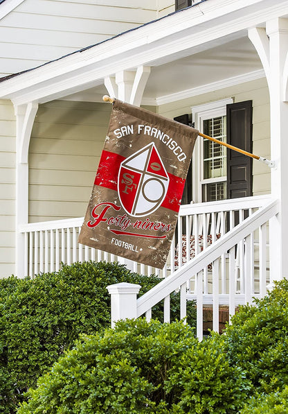 San Francisco 49ers Premium House Flag Banner, Double Sided, Retro Vintage Style, Linen, 28x44 Inch by Fielders Choice