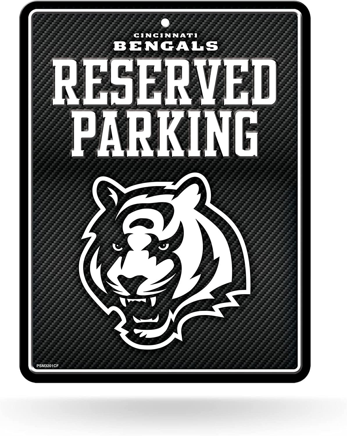 Cincinnati Bengals Metal Parking Novelty Wall Sign 8.5 x 11 Inch Carbon Fiber Design by Fielders Choice