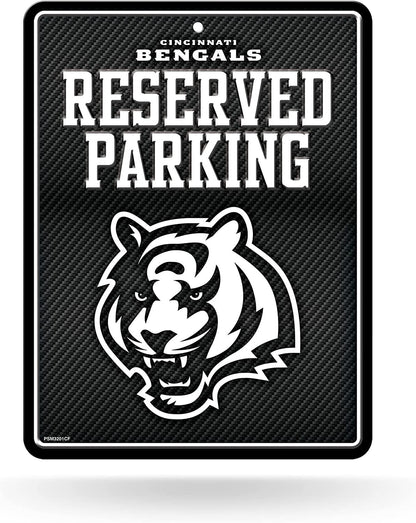 Cincinnati Bengals Metal Parking Novelty Wall Sign 8.5 x 11 Inch Carbon Fiber Design by Fielders Choice