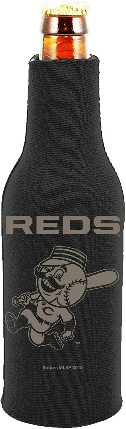 Cincinnati Reds 2-Pack Tonal Black Design Zipper Bottle Beverage Insulator Neoprene Holder Baseball by Fielders Choice