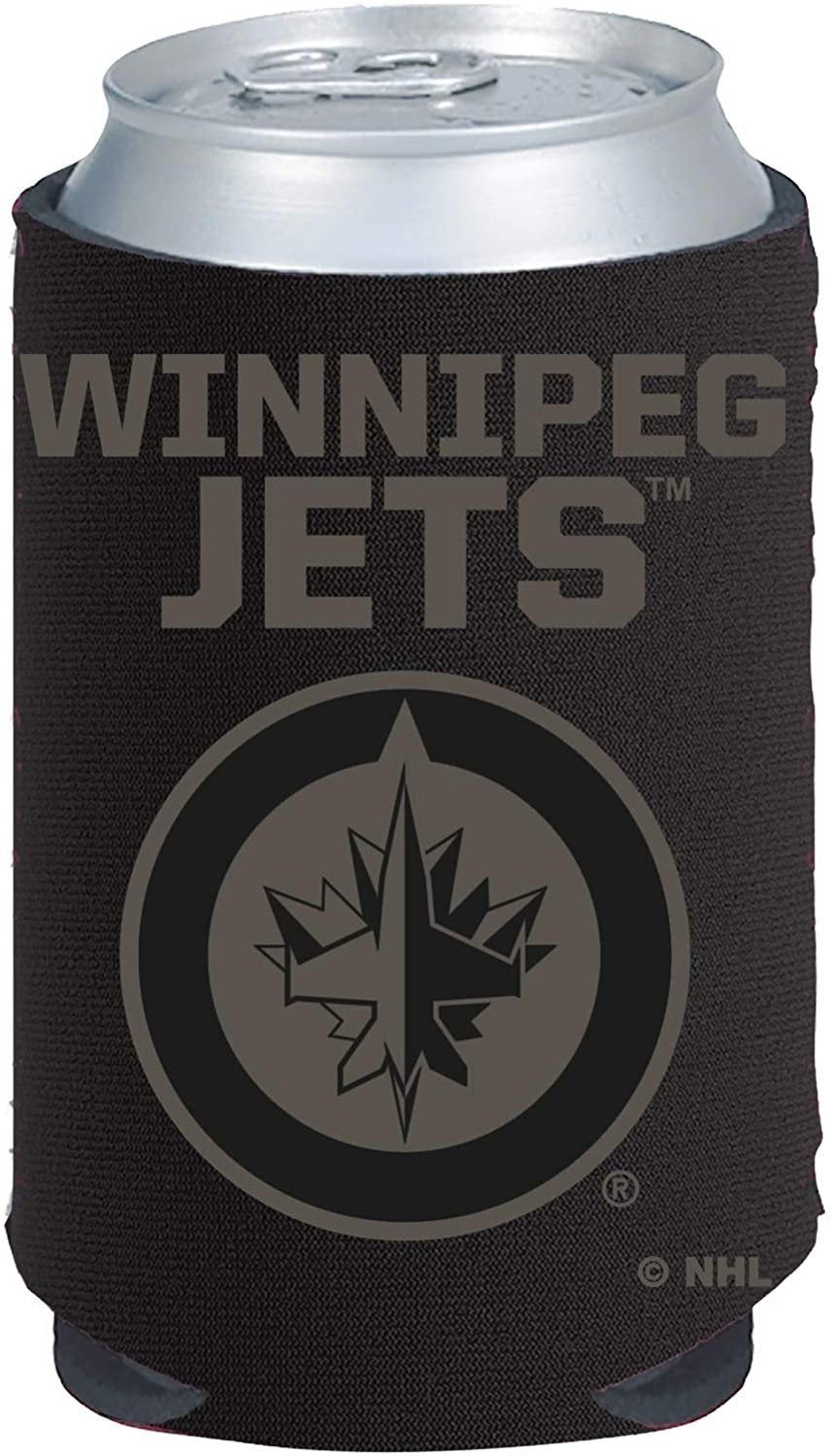 Winnipeg Jets Pair of 12oz Drink Can Cooler Insulated Neoprene Beverage Holder, Black Tonal Design by Fielders Choice