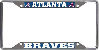Atlanta Braves Metal License Plate Frame Tag Cover Chrome 6x12 Inch by Fielders Choice