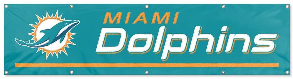Miami Dolphins Giant 8x2 Feet Banner Flag Applique Embroidered by Fielders Choice