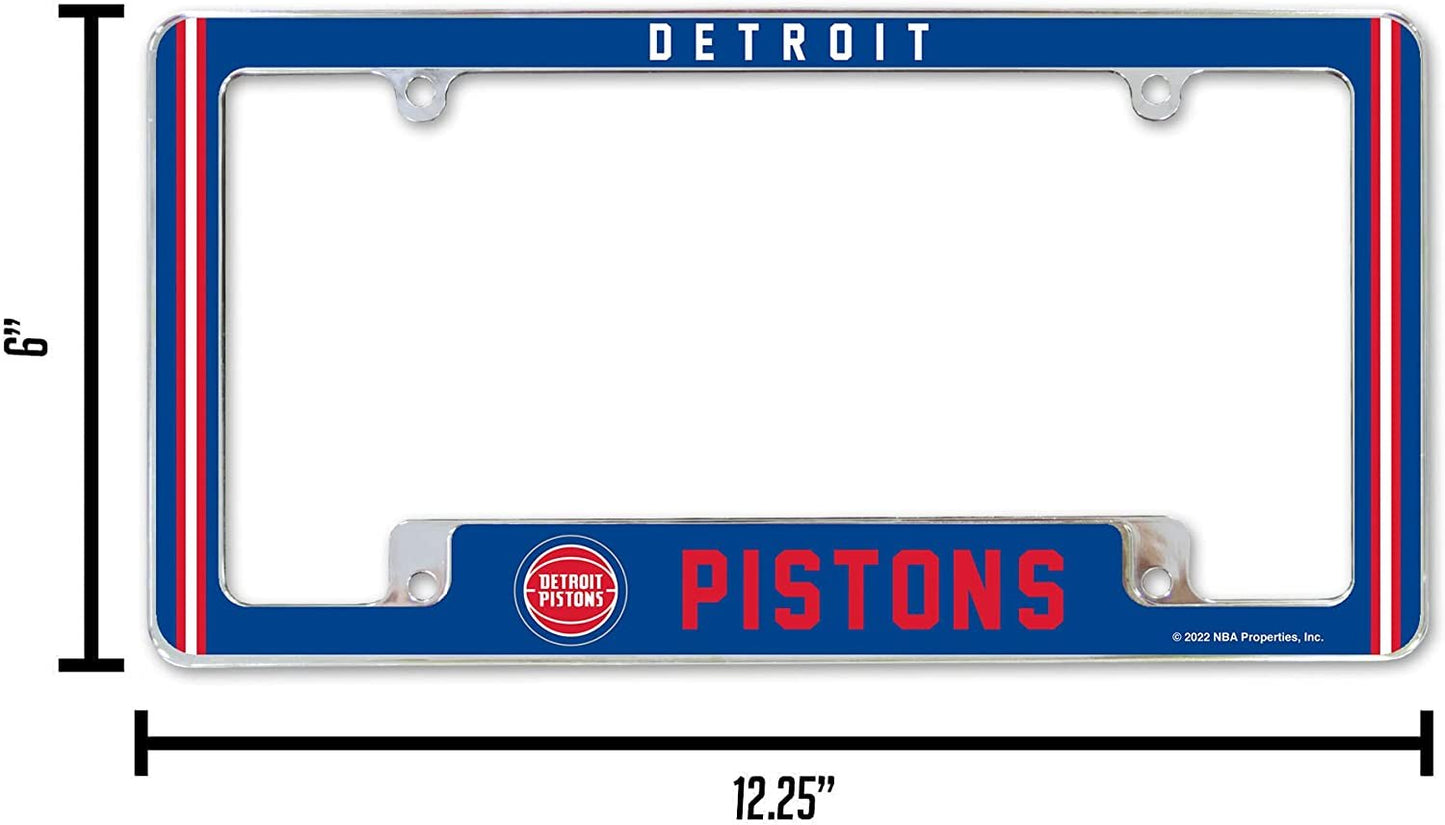 Detroit Pistons Metal License Plate Frame Chrome Tag Cover Alternate Design 6x12 Inch by Fielders Choice