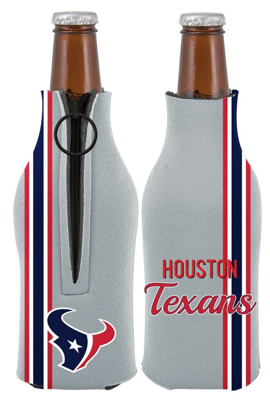 Houston Texans 2-PACK Zipper BOTTLE Retro THROWBACK Koozie Neoprene Football by Fielders Choice