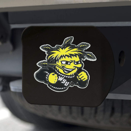 Wichita State Shockers Hitch Cover Black Solid Metal with Raised Color Metal Emblem 2" Square Type III University by Fielders Choice
