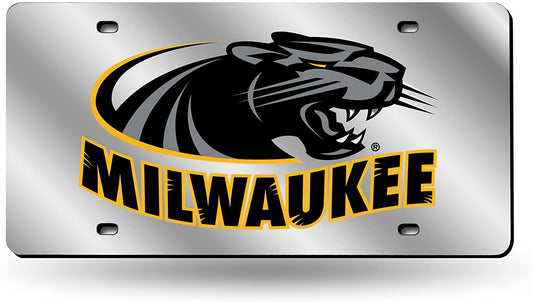 University of Wisconsin Milwaukee Panthers Laser Cut Tag License Plate, Mirrored Acrylic Inlaid, 12x6 Inch by Fielders Choice
