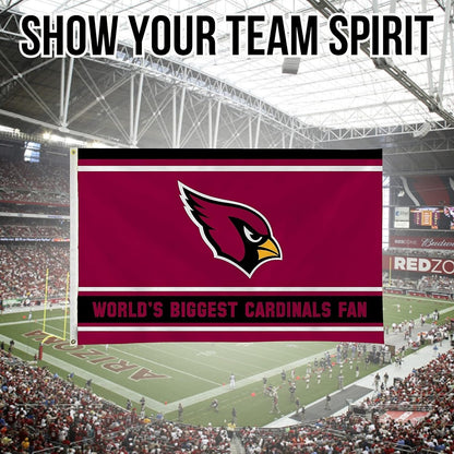 Arizona Cardinals 3x5 Feet Flag Banner, World's Biggest Fan, Metal Grommets, Single Sided, Indoor or Outdoor Use by Fielders Choice