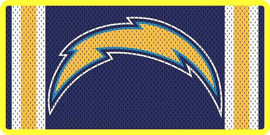 Los Angeles Chargers Premium Laser Cut Tag License Plate, Jersey Design, Mirrored Acrylic Inlaid, 6x12 Inch by Fielders Choice