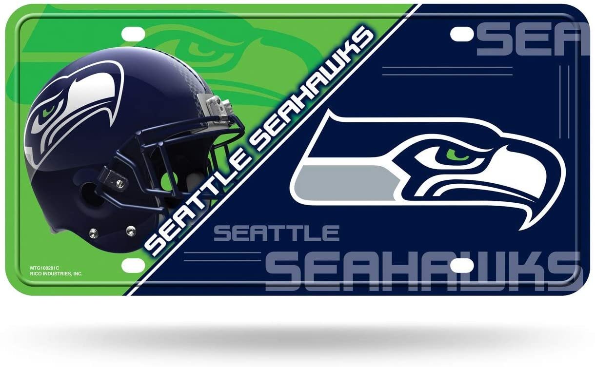 Seattle Seahawks Metal Auto Tag License Plate, Split Design, 6x12 Inch by Fielders Choice