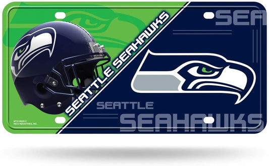 Seattle Seahawks Metal Auto Tag License Plate, Split Design, 6x12 Inch by Fielders Choice