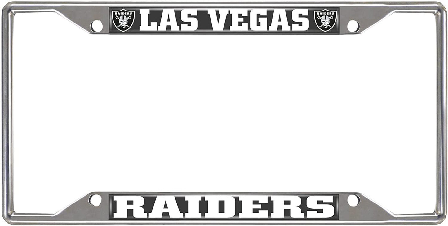 Las Vegas Raiders Metal License Plate Frame Chrome Tag Cover 6x12 Inch by Fielders Choice