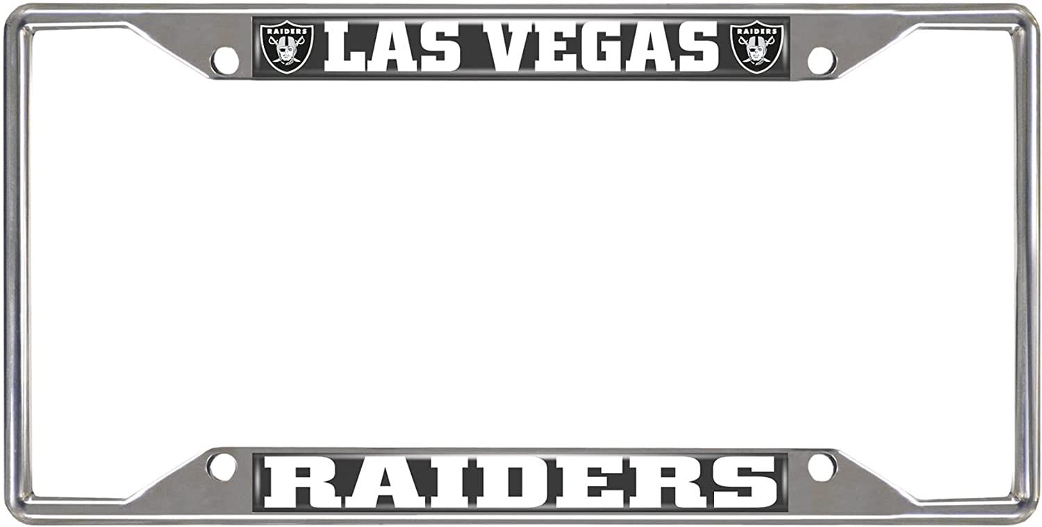 Las Vegas Raiders Metal License Plate Frame Chrome Tag Cover 6x12 Inch by Fielders Choice
