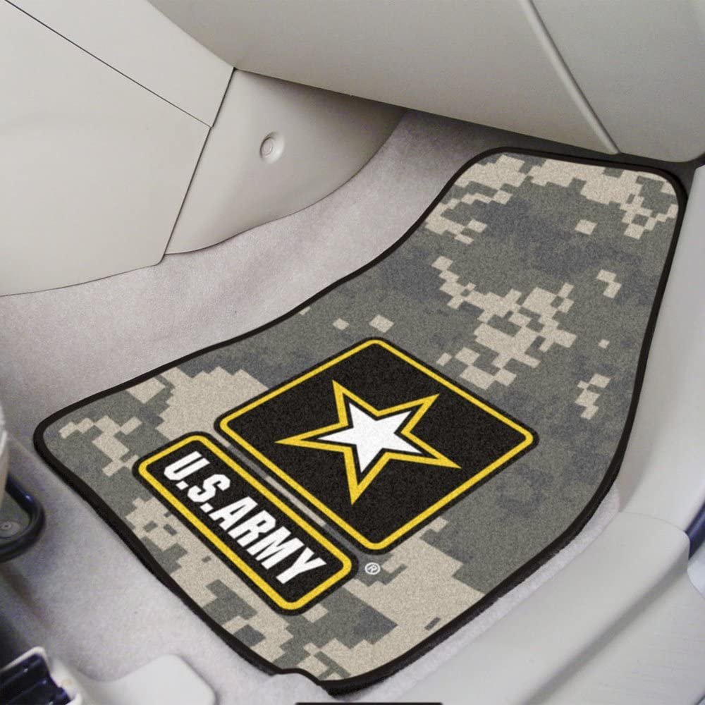 United States Army Military Front Floor Mats, Carpet Car Set, 18x27 Inch, Nylon, Set of 2 by Fielders Choice