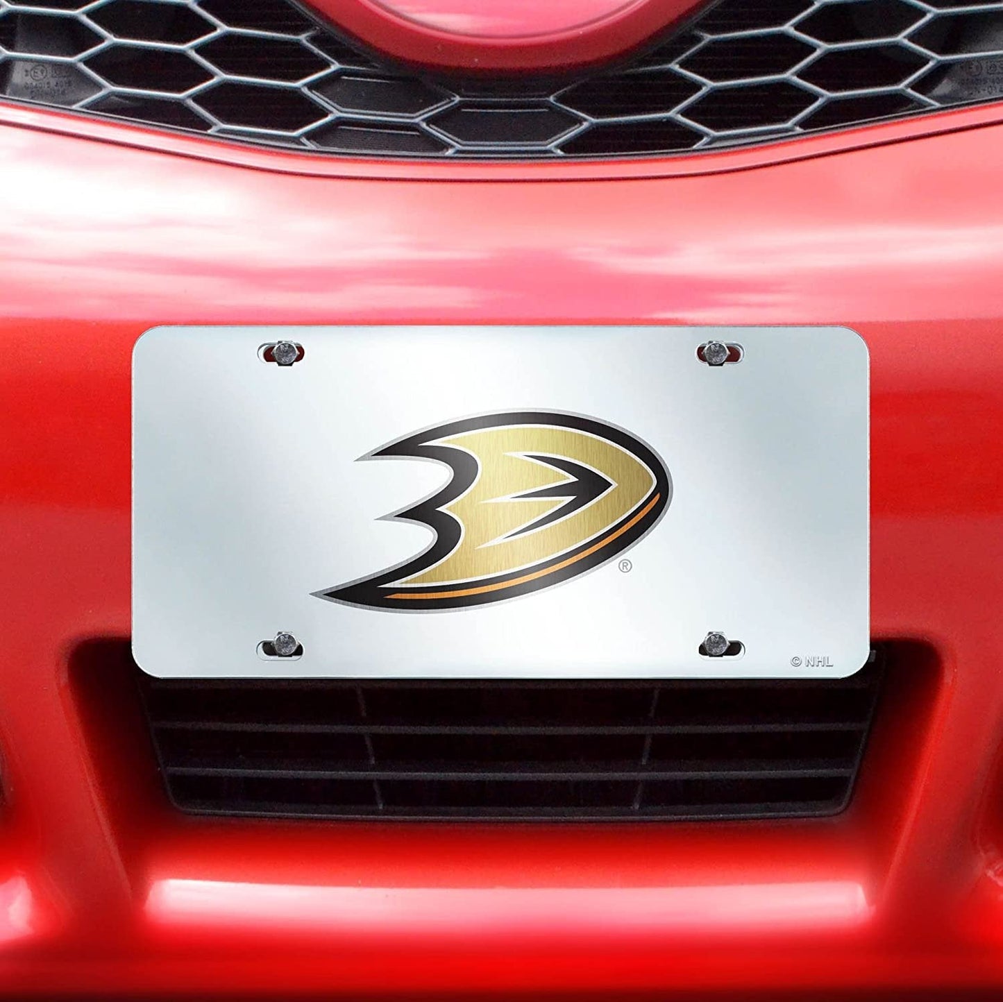 NHL Anaheim Ducks Inlaid License Plate, 6" x 12"/Small, Black by Fielders Choice