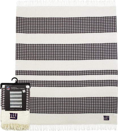 New York Giants Throw Blanket Waffle Weave Jacquard, 50x60 Inch, Unisex-Adult, 100% Acrylic by Fielders Choice
