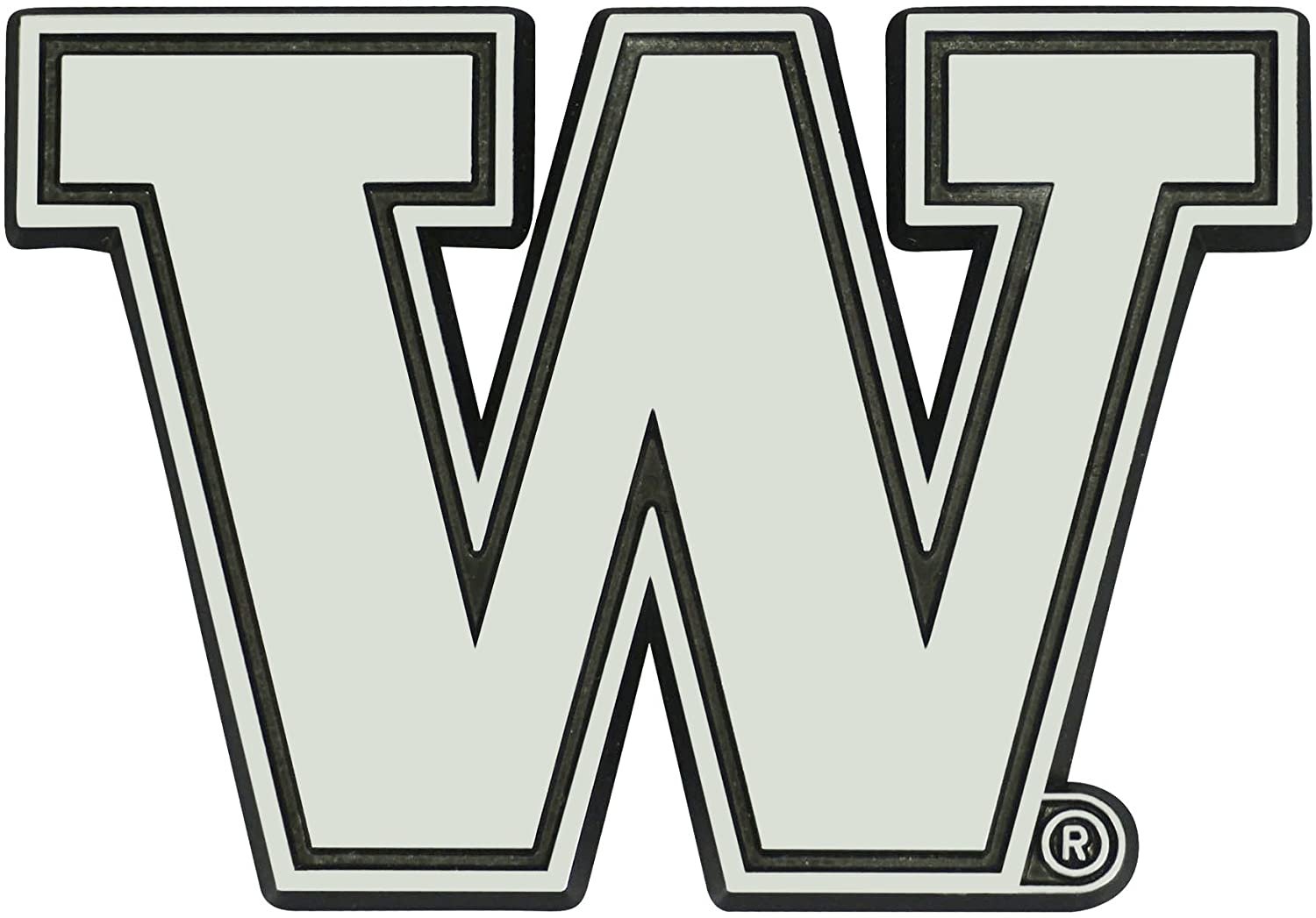University of Washington Huskies Premium Solid Metal Raised Auto Emblem, Shape Cut, Adhesive Backing by Fielders Choice
