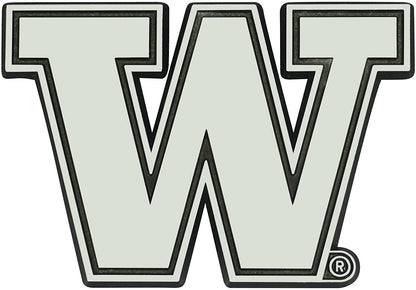 University of Washington Huskies Premium Solid Metal Raised Auto Emblem, Shape Cut, Adhesive Backing by Fielders Choice