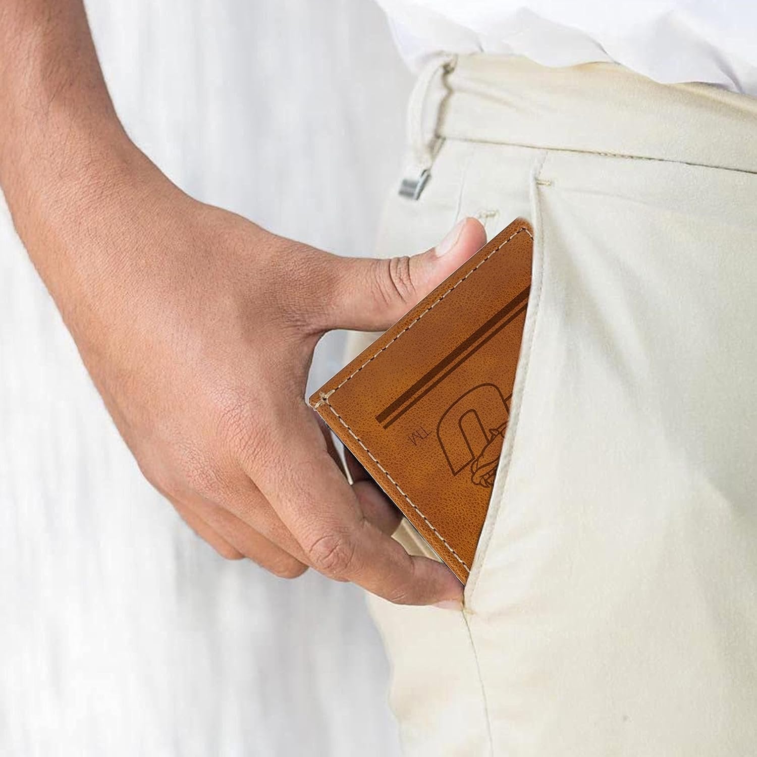 NCAA UGA Gonzaga Bulldogs Men’s Front ID Pocket Brown Wallet- Premium 8 Pocket Laser-Engraved Team Logo on Vegan Leather- Minimalist Design, Credit Card Holder- Ideal for Travel or Men’s Gift by Fielders Choice