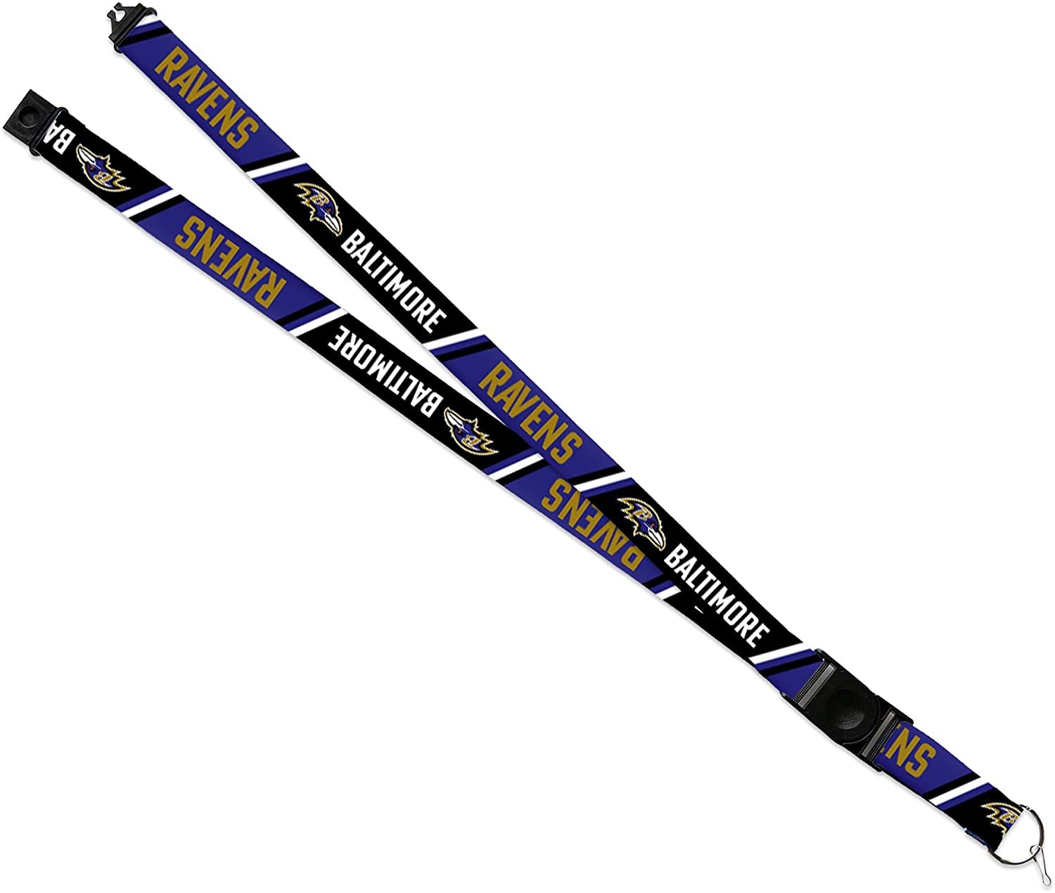 Baltimore Ravens Lanyard Keychain Double Sided Breakaway Safety Design Adult 18 Inch by Fielders Choice