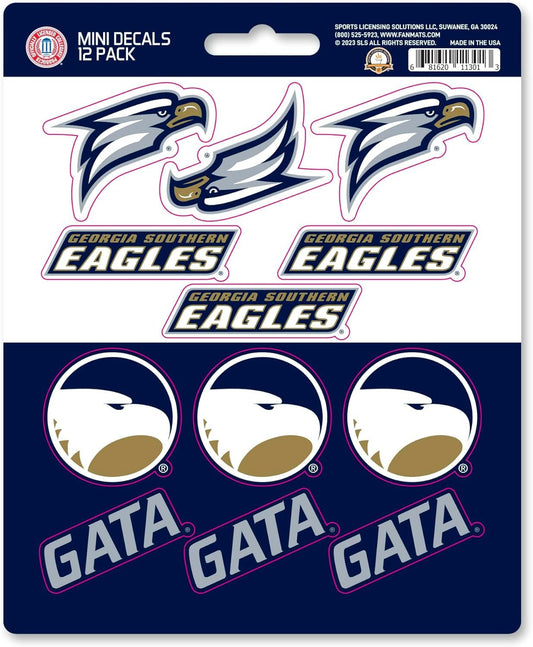 Georgia Southern University Eagles 12-Piece Mini Decal Sticker Set, 5x6 Inch Sheet, Gift for football fans for any hard surfaces around home, automotive, personal items by Fielders Choice