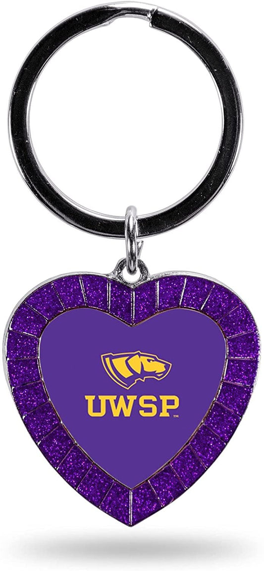 Wisconsin Stevens Point Keychain Rhinestone Heart Decal Emblem Team Color University of by Fielders Choice