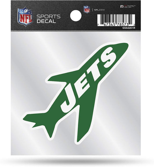 New York Jets 4x4 Inch Die Cut Decal Sticker, Retro Logo, Clear Backing by Fielders Choice