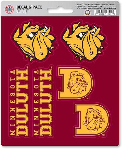 University of Minnesota Duluth Bulldogs 6-Piece Decal Sticker Set, 5x6 Inch Sheet, Gift for football fans for any hard surfaces around home, automotive, personal items by Fielders Choice