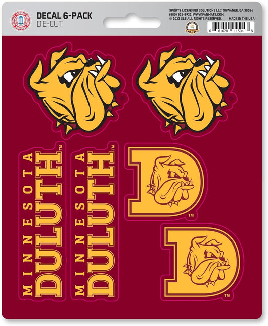 University of Minnesota Duluth Bulldogs 6-Piece Decal Sticker Set, 5x6 Inch Sheet, Gift for football fans for any hard surfaces around home, automotive, personal items by Fielders Choice