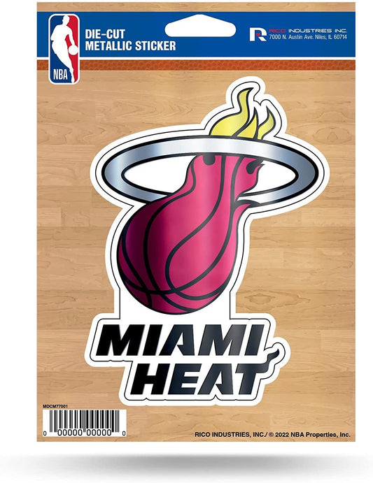 Miami Heat 5 Inch Die Cut Decal Sticker, Metallic Shimmer Design, Full Adhesive Backing by Fielders Choice