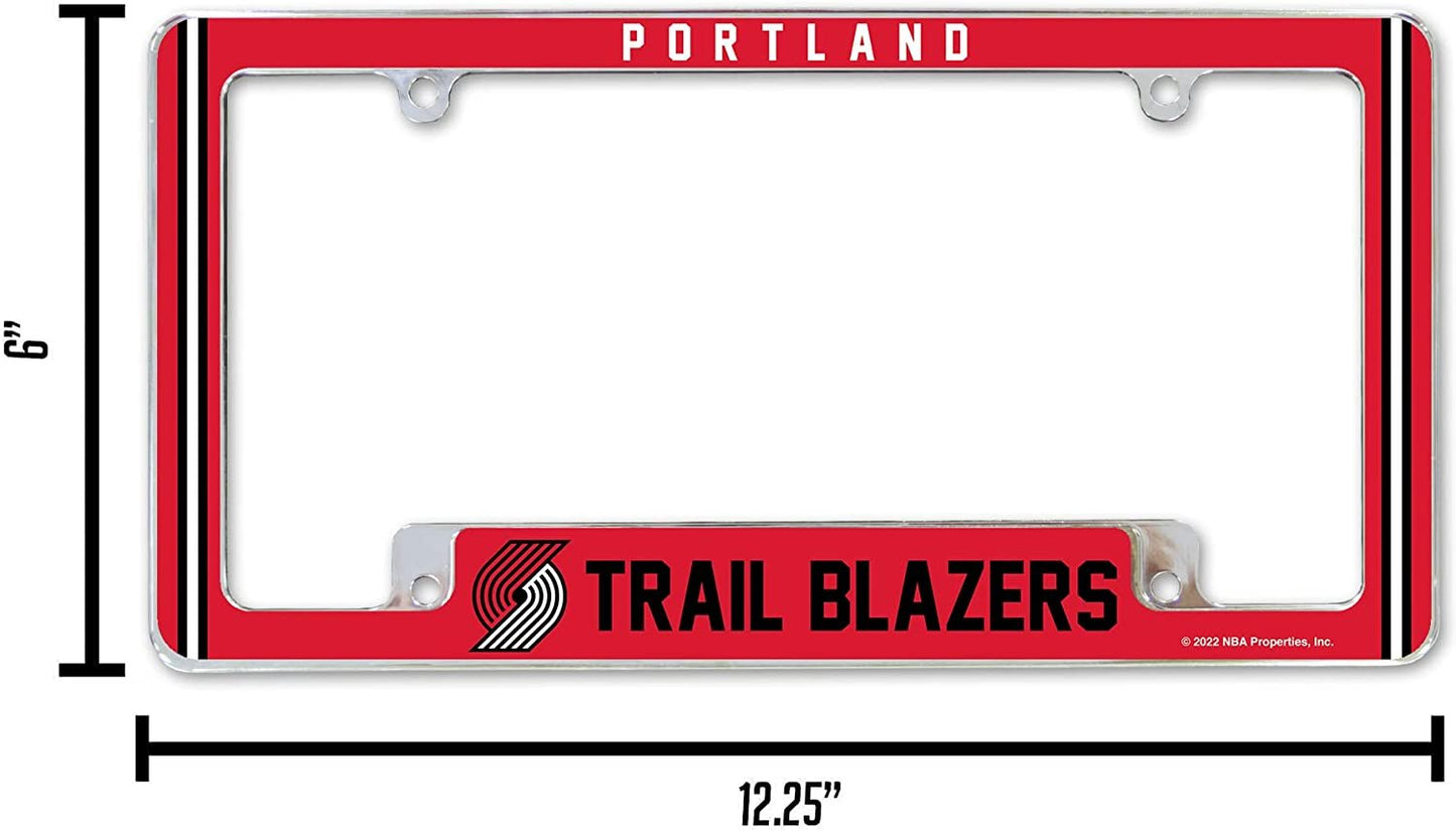 Portland Trail Blazers Metal License Plate Frame Chrome Tag Cover Alternate Design 6x12 Inch by Fielders Choice