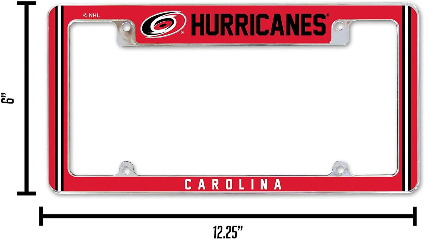 Carolina Hurricanes Metal License Plate Frame Chrome Tag Cover Alternate Design 6x12 Inch by Fielders Choice