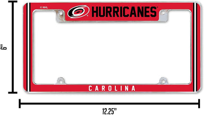 Carolina Hurricanes Metal License Plate Frame Chrome Tag Cover Alternate Design 6x12 Inch by Fielders Choice