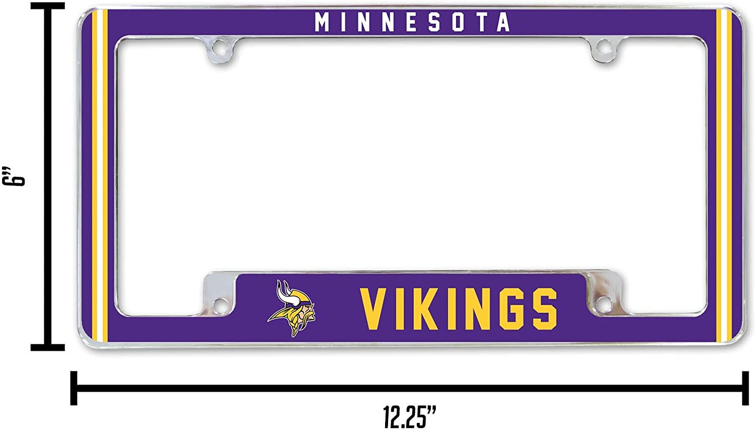 Minnesota Vikings Metal License Plate Frame Chrome Tag Cover Alternate Design 6x12 Inch by Fielders Choice