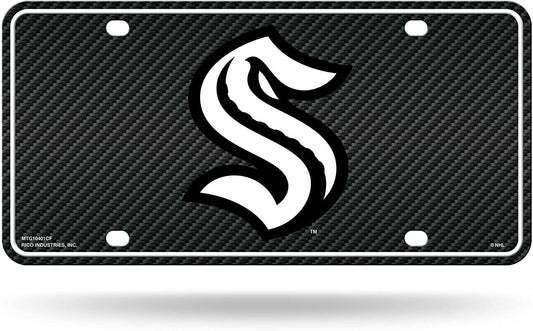 Seattle Kraken Metal Auto Tag License Plate, Carbon Fiber Design, 6x12 Inch by Fielders Choice