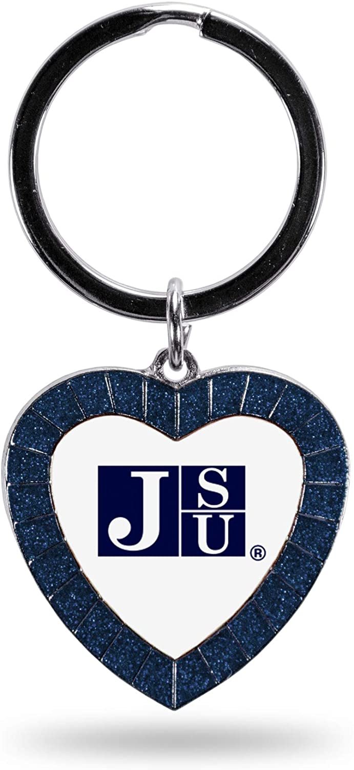 NCAA Jackson State Tigers NCAA Rhinestone Heart Colored Keychain, Navy, 3-inches in length by Fielders Choice