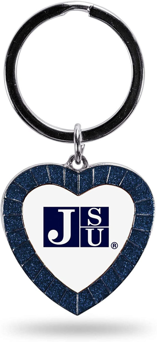 NCAA Jackson State Tigers NCAA Rhinestone Heart Colored Keychain, Navy, 3-inches in length by Fielders Choice