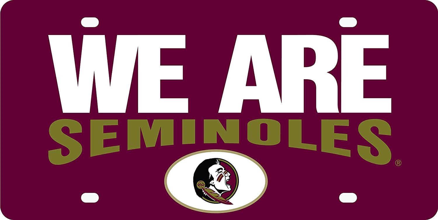 Florida State University Seminoles FSU Premium Laser Cut Tag License Plate, we Are, Mirrored Acrylic Inlaid, 6x12 Inch by Fielders Choice