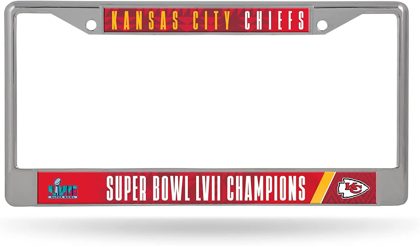 Kansas City Chiefs 2023 Super Bowl LVII Champions Metal License Plate Frame Chrome Tag Cover 6x12 Inch by Fielders Choice