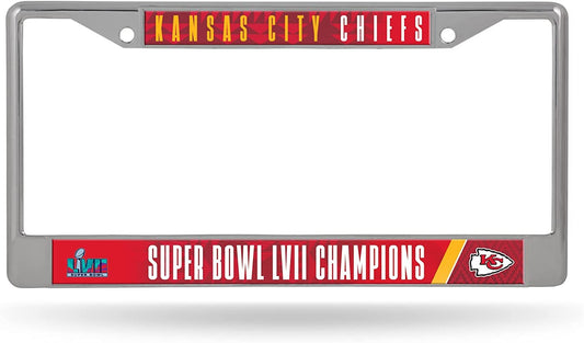 Kansas City Chiefs 2023 Super Bowl LVII Champions Metal License Plate Frame Chrome Tag Cover 6x12 Inch by Fielders Choice