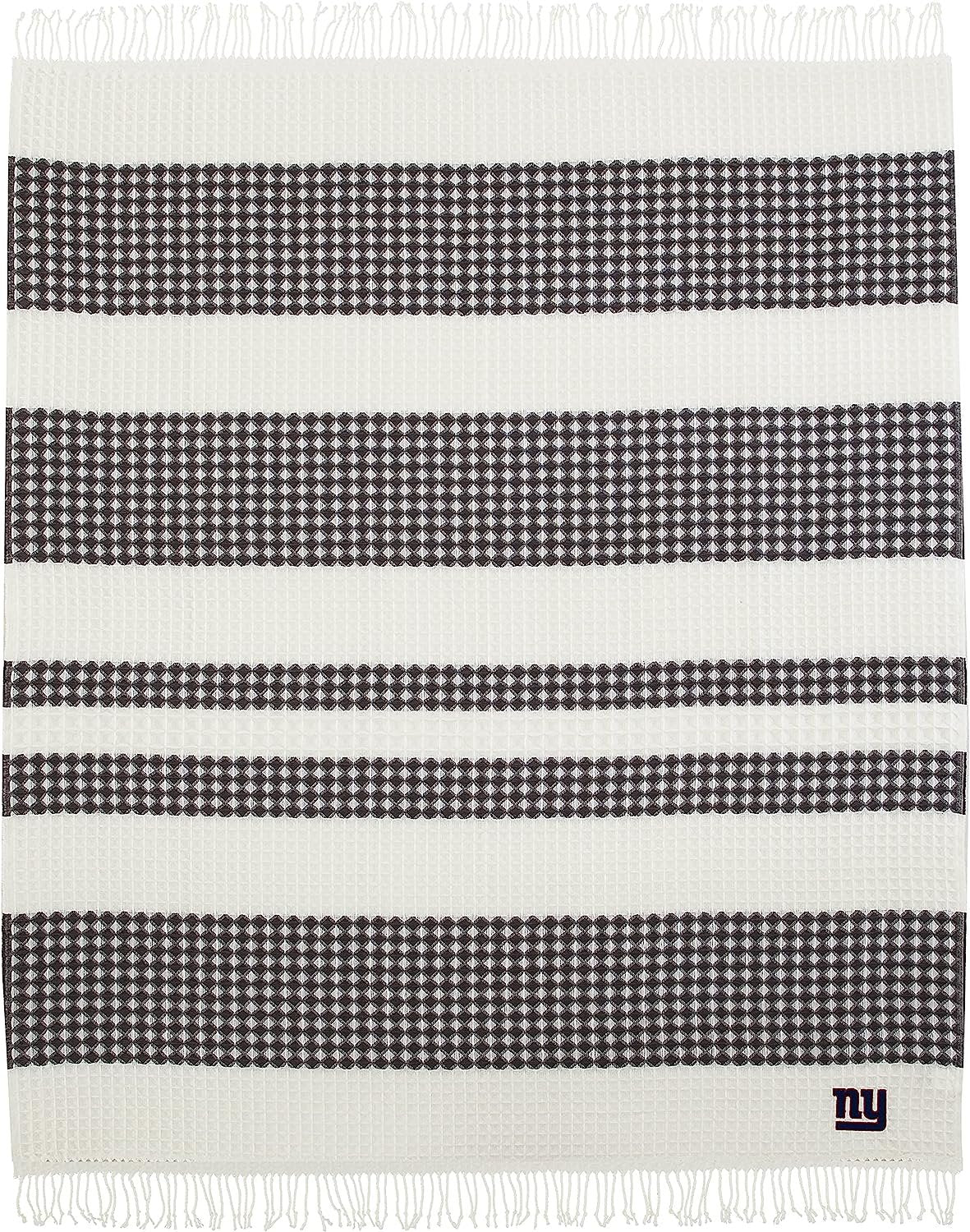 New York Giants Throw Blanket Waffle Weave Jacquard, 50x60 Inch, Unisex-Adult, 100% Acrylic by Fielders Choice