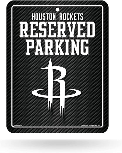 Houston Rockets Metal Parking Novelty Wall Sign 8.5 x 11 Inch Carbon Fiber Design by Fielders Choice