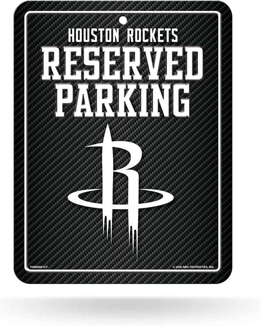 Houston Rockets Metal Parking Novelty Wall Sign 8.5 x 11 Inch Carbon Fiber Design by Fielders Choice