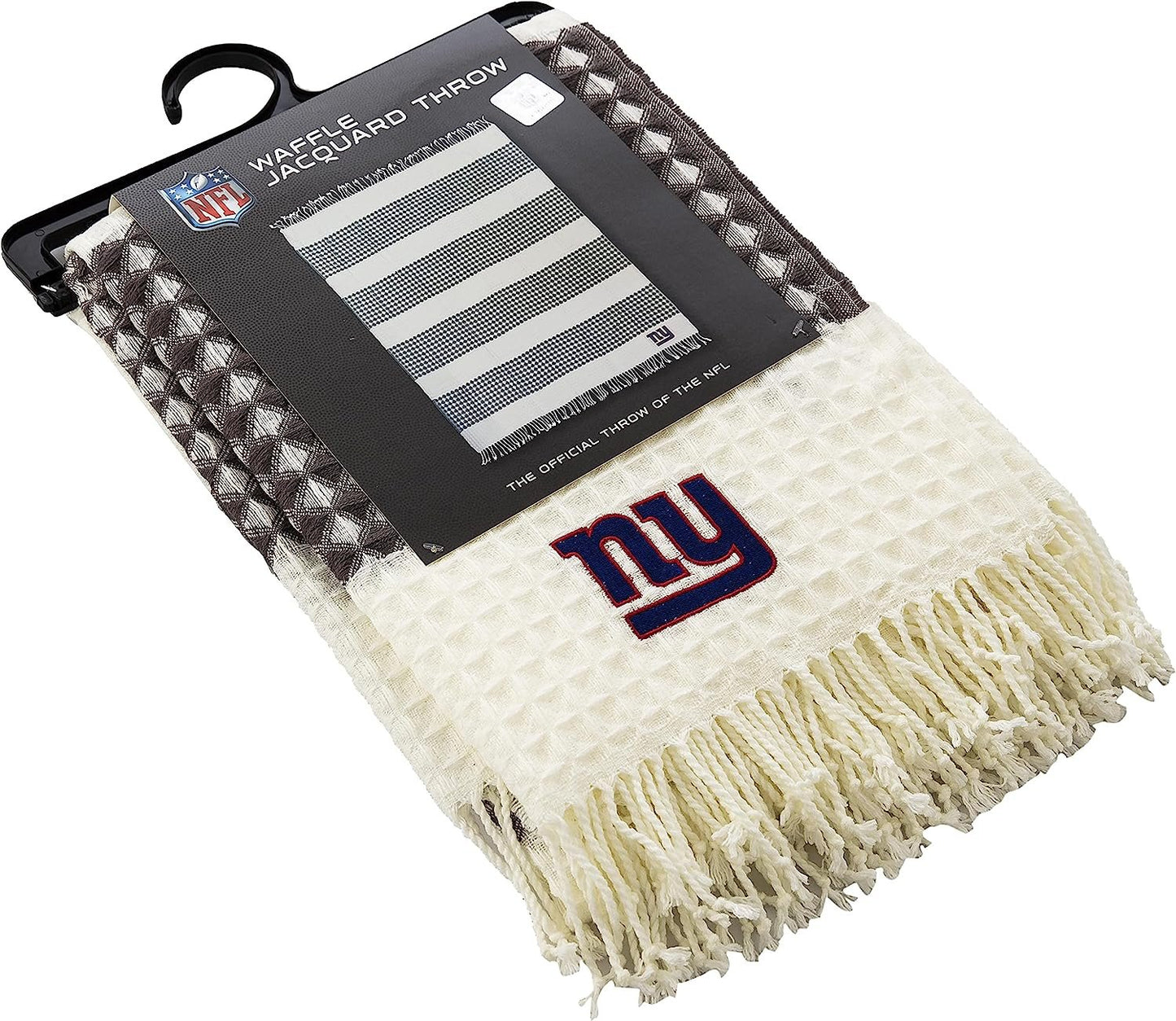New York Giants Throw Blanket Waffle Weave Jacquard, 50x60 Inch, Unisex-Adult, 100% Acrylic by Fielders Choice